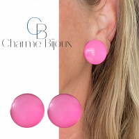 Clip Oorbellen midden roze 2.5 cm