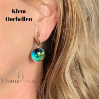 Klem oorringen-Suzan-Cabochon Zilverkleur