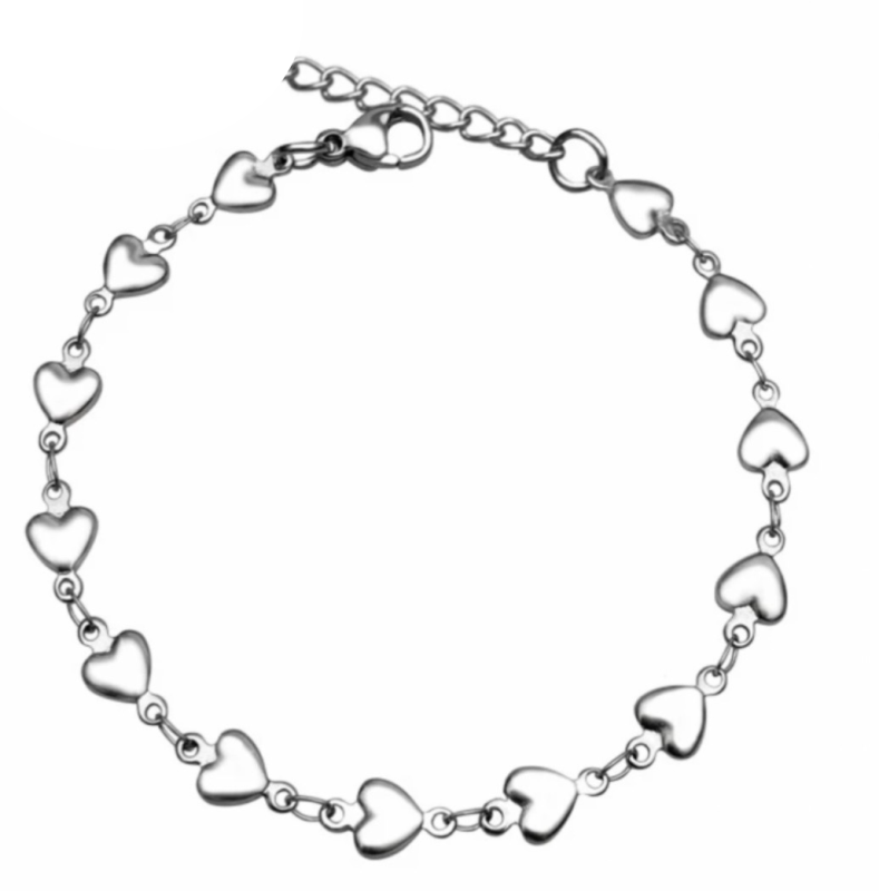 Enkelbandje Hartje RVS 21- 24 cm