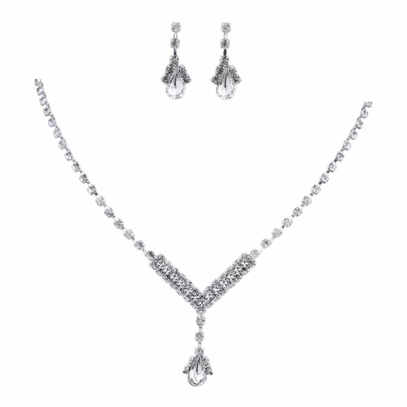 2 Delige set Strass Zilverkleur Daya