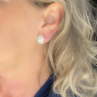2 paar clip oorbellen roze wit 1.5 cm