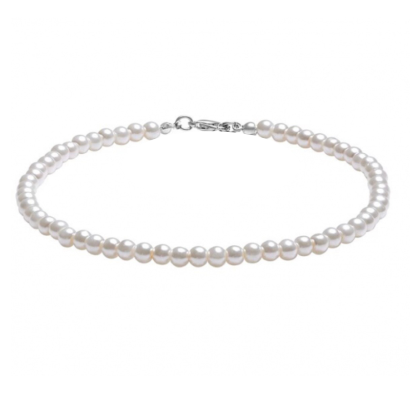 Ketting Parel wit 6 mm  Zilverkleur 33-42 cm