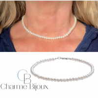 Ketting Parel wit 6 mm  Zilverkleur 33-42 cm