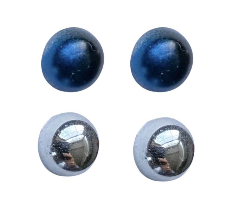 2 Paar-Allergievrij-Oorbellen-Blauw-Zilverkleur