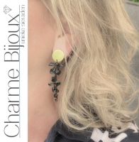 Clip Oorbellen zwart Goudkleurig Bloem