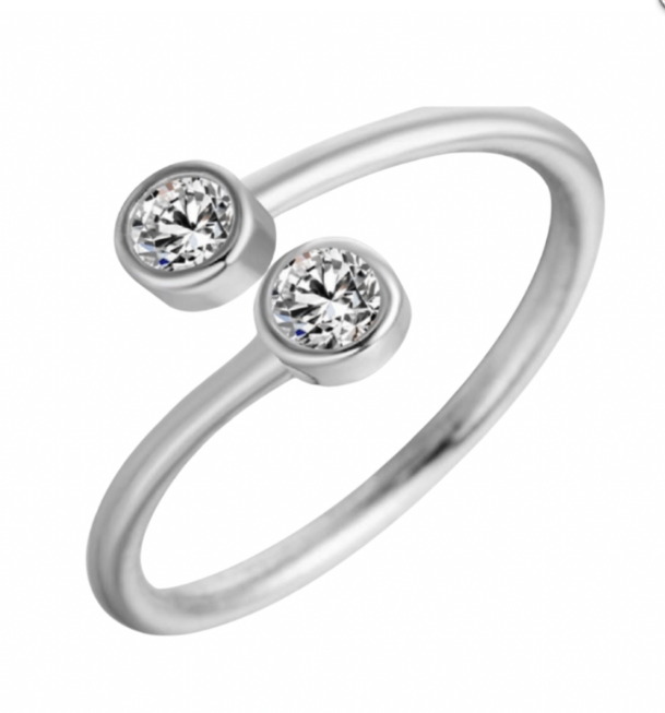 Ring  zilverplated  zirkonia steentjes