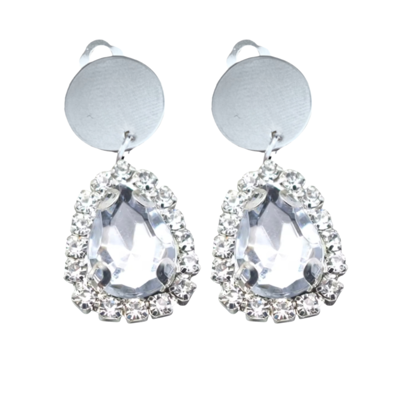 Clip oorbellen Strass Zilverkleur Solange 3.5 cm