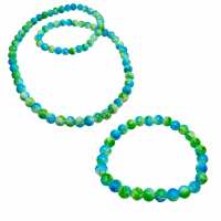 2-Delig-Hailey-Ketting-Armband- Natuursteen Blauw groen
