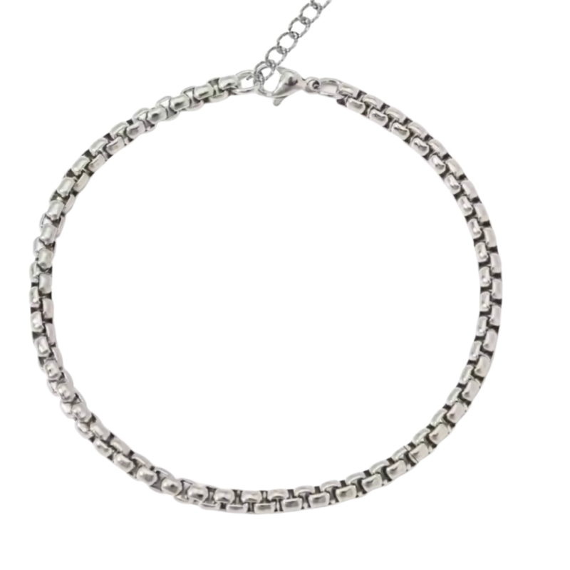Enkelbandje RVS 31-34 cm zilverkleur