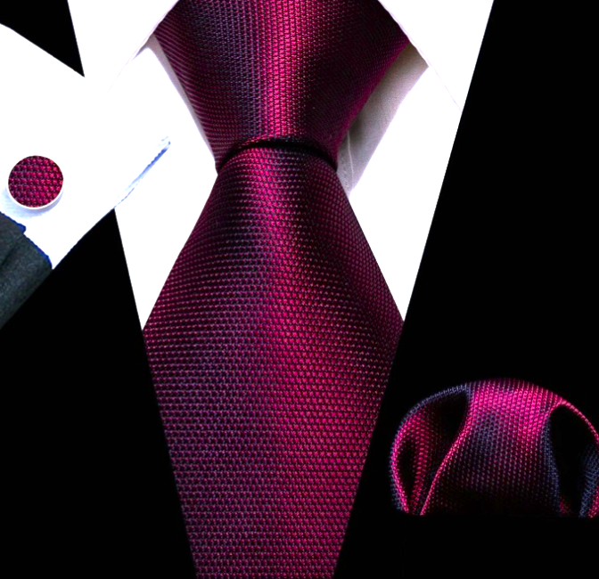 3 Delige stropdasset Zijde Bordeaux rood