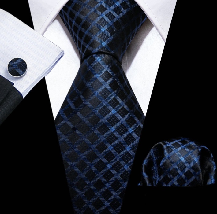 3-Delige stropdasset- Zijde- Blauw