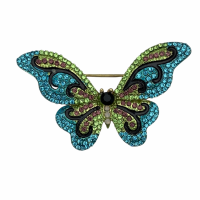 Broche vlinder Blauw strass