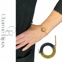 2-Delig-Oorbellen-Armband-Goudkleurig Zwart