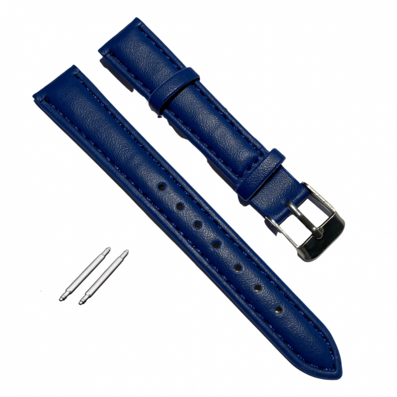 Horlogebandje- 18 mm- Marine Blauw- Leer