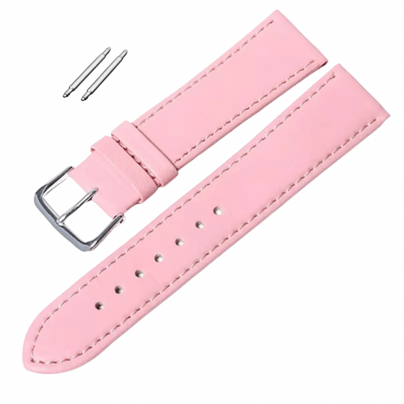 Horlogebandje- 18 mm- Licht roze- Leer