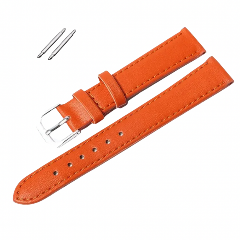Horlogebandje- 18 mm- Oranje- Leer