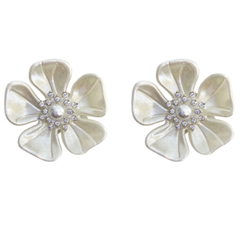 Trouwschoen clips bloem wit synthetische parel 3.5 cm