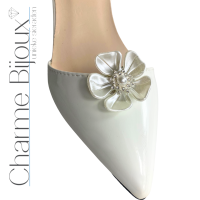 Trouwschoen clips bloem wit synthetische parel