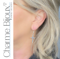 Zilver Oorbellen Kruis 5 cm zilverkleur