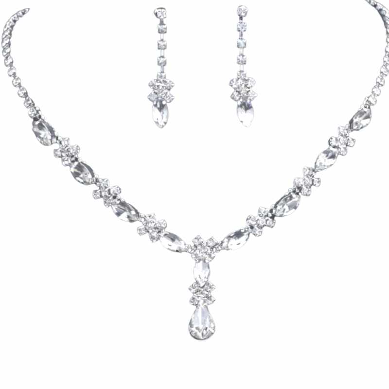 2 Delige Bruidset Belee Zirkonia Zilverkleur ketting