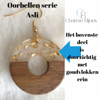 Oorbellen- Asli- Hout- Bruin- Goudkleurig- Zilver