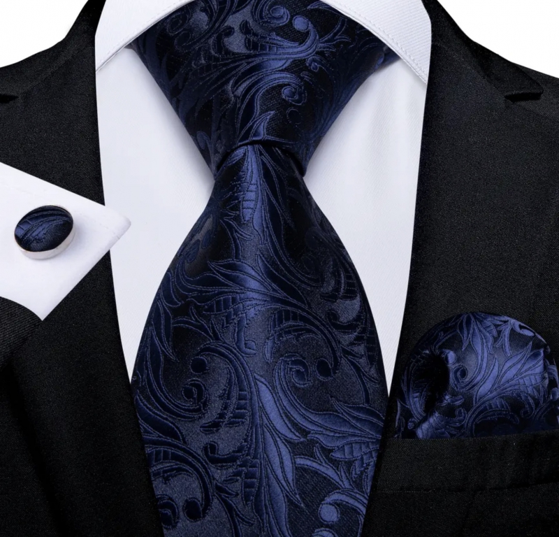 3-Delige stropdasset- Blauw Blad- Zijde