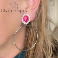 Lange clip oorbellen- roze oorring