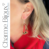 Zilveren oorhangers -Leer-Rood Knoop