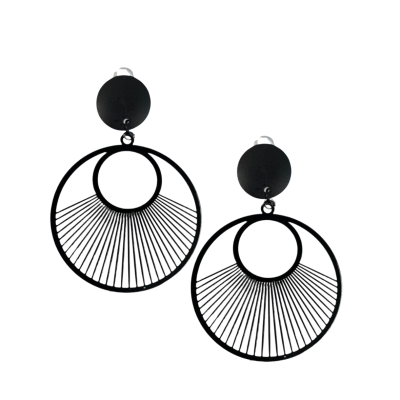 Clip oorbellen Zwart Rond 4 cm