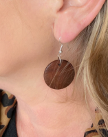 Oorbellen Zilver Hout Bruin 4.5 cm Tordis