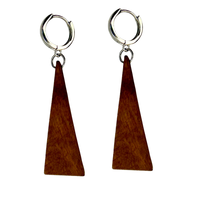 Oorbellen Saheli Hout Bruin Zilverkleur 5 cm