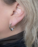 Klem oorbellen Strass RVS kleur
