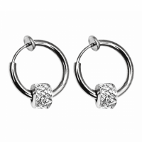 Klem oorbellen Strass RVS kleur