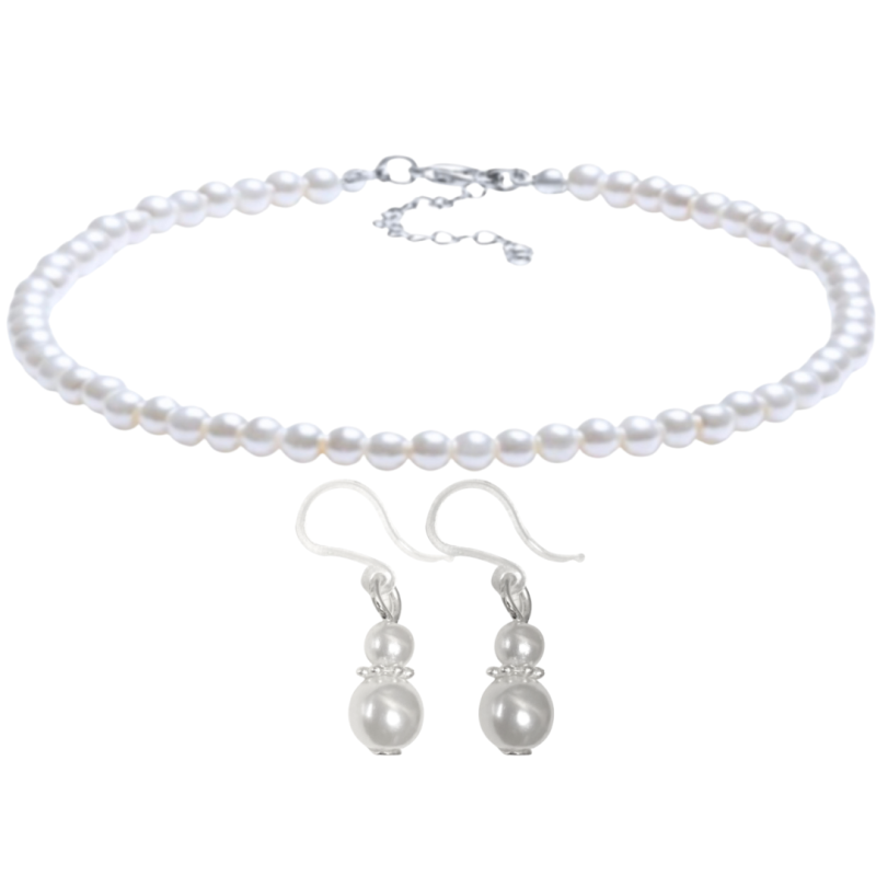 2 Delig Bruidset Nila parel ketting Allergievrije oorbellen 6 mm