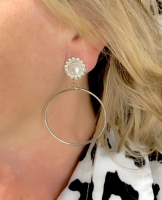 Clip oorbellen Wit Parel zilverkleur