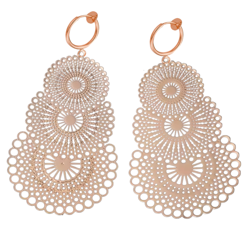 Klem oorbellen Chakira  rose goudkleurig filigraan