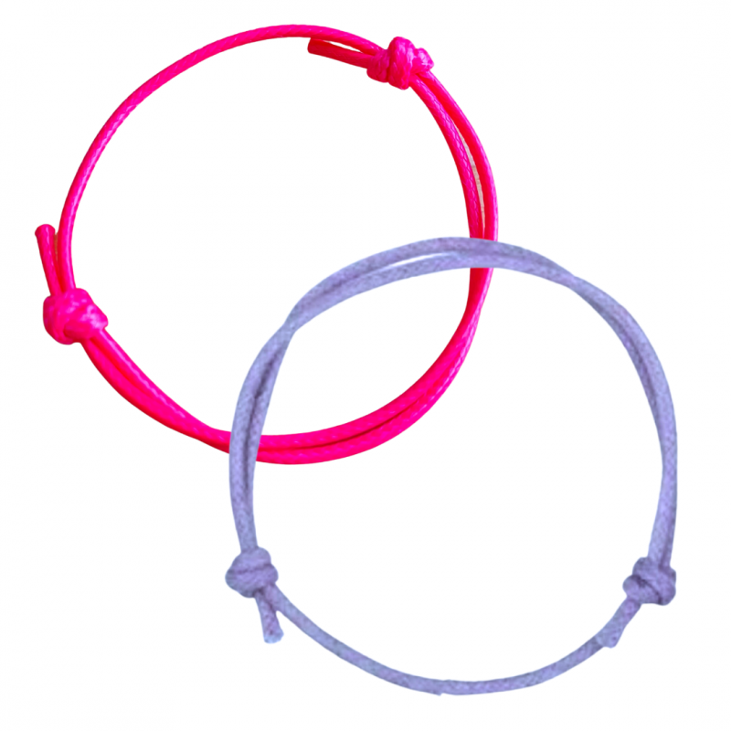 2 armbandjes- Neon roze en lila kinderen