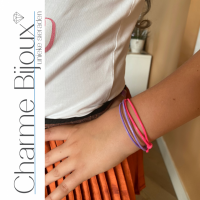 2 armbandjes- Neon roze en lila kinderen