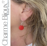 Zilveren oorhangers hout rood 1.5 cm Tordis