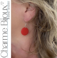 Zilveren oorhangers  Hout  Rood  Tordis