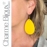 Zilveren oorhangers Hout geel 7.5 cm