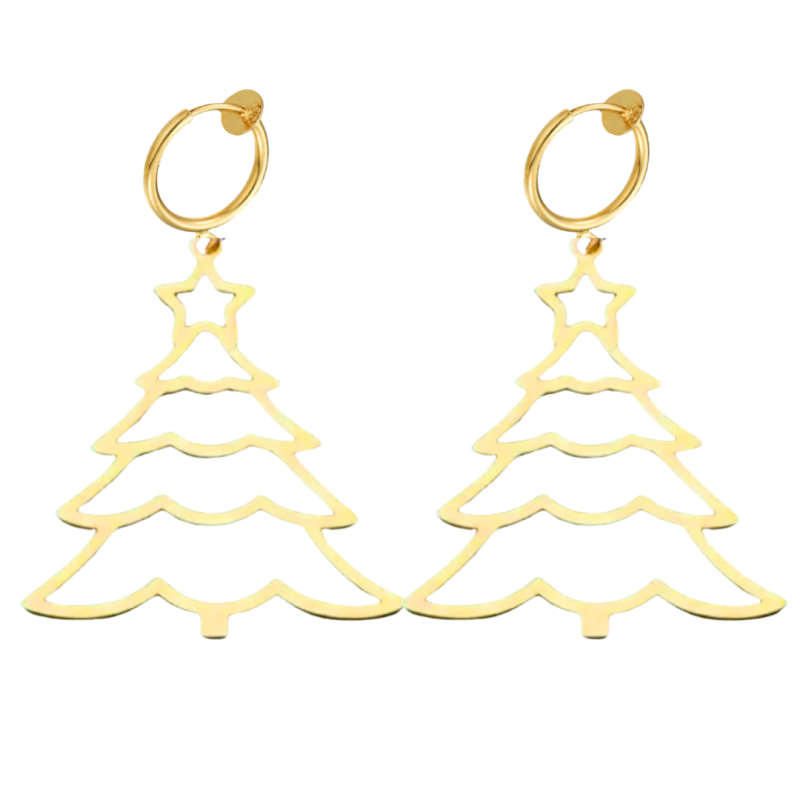 Klem oorbellen goudkleur kerstboom