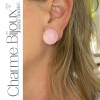 Clip oorbellen Roze Marmer look 2 cm