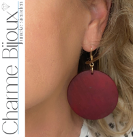 Zilveren houten oorbellen rood goudkleurig Tordis