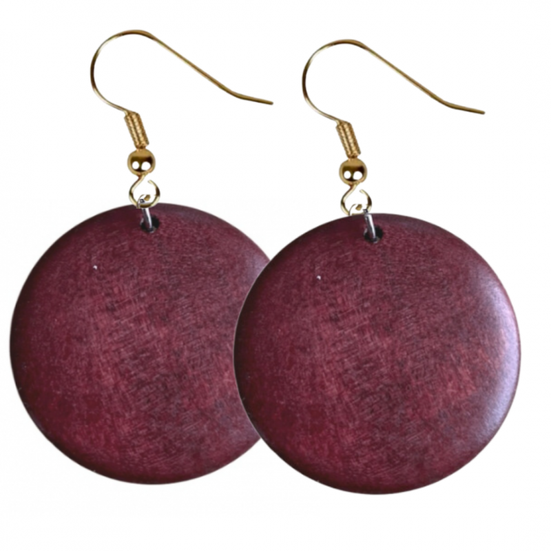 Zilveren houten oorbellen rood 5 cm Tordis