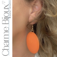 Zilveren oranje houten oorbellen Tordis