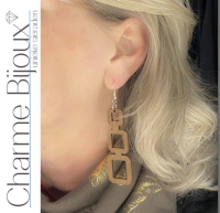 Zilveren oorhangers Hout Olivia  bruin   8 cm