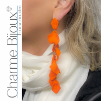 Oorbellen Cyril oranje extra lang 11 cm