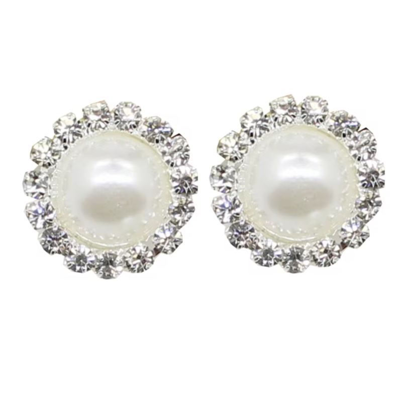 Clip oorbellen parel strass 2 cm