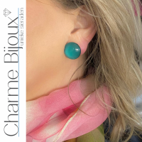 Clip oorbellen turquoise groen 2 cm